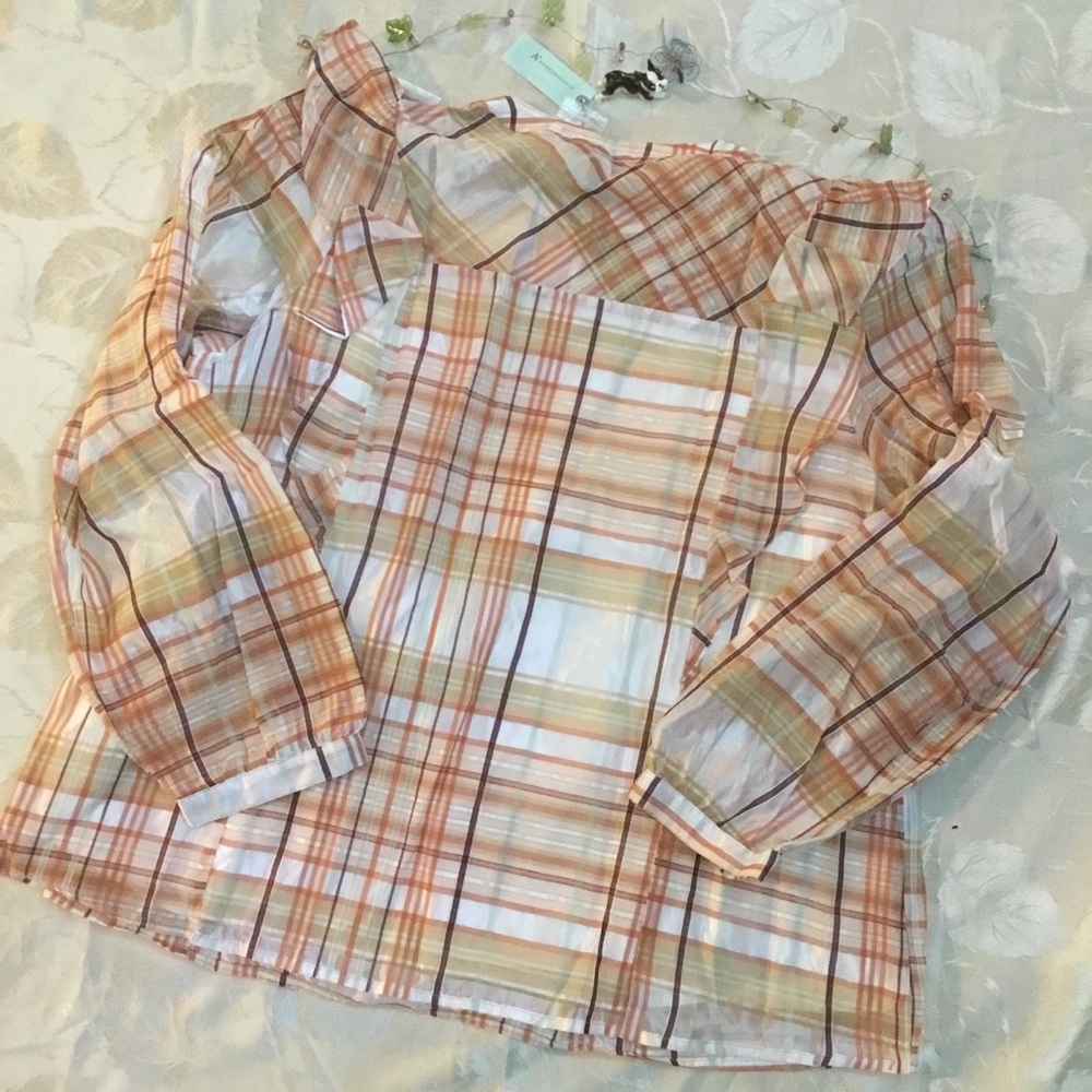 ANTHROPOLOGIE Ruffled Peasant Blouse Top L & 1X - Picture 8 of 8